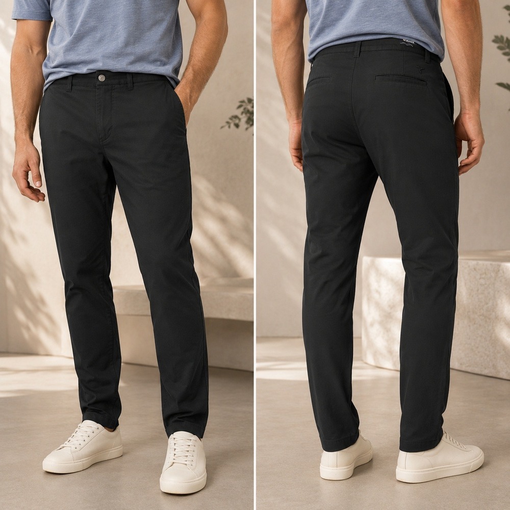 Birddogs Pants Mens 36x29 Black Performance Chino Golf Stretch Flat Front